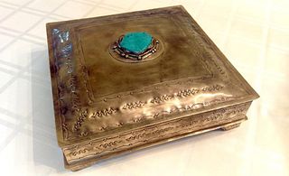 J.Alexander Nickel Silver Box with Turquoise