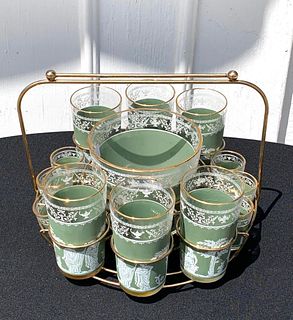 Wedgwood Green Jasper Style Barware Set, c. 1950’s