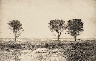 Frank Weston Benson (American, 1862-1951)      Two Impressions of Marshes at Long Point