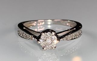 Ladies 14k White Gold and Diamond Cluster Ring