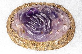 Carved Amethyst Pin