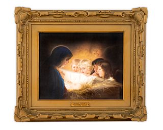 A Berlin Porcelain Plaque: Holy Night
Height 8 1/2 x width 10 3/4 inches.