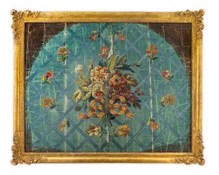 A Continental Hand-Painted Wallpaper Fragment
22 3/4 x 28 1/2 inches.