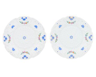 A Pair of Meissen Relief-Molded Porcelain Cabinet Plates
Diameter 10 1/2 inches.
