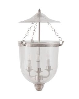 A Gilt Metal and Glass Bell Jar Hall Lantern
Height 18 x diameter 9 inches.