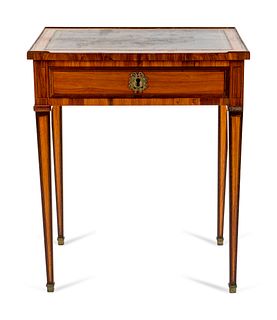 A Parish-Hadley Louis XVI Style Parquetry Side Table
Height 28 1/2 x width 23 1/4 x depth 16 3/4 inches.