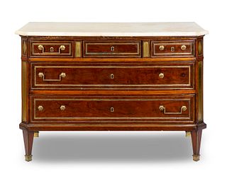 A French Empire Style Walnut Commode
Height 34 1/2 x width 51 3/4 x depth 24 1/4 inches.