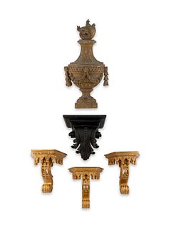 Five Carved Wood Wall Mounts
Height of taller, 24 inches.