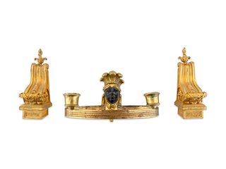 Three French Gilt Metal Items
Sconce, height 5 1/2 x width 8 3/4 inches.