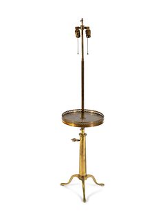 A Brass Adjustable Floor Lamp with Marble Shelf
Height 52 inches.
