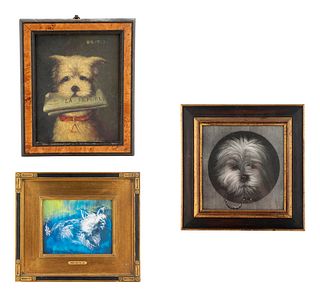 Three Framed Pictures of Cairn Terriers
Brutus, 9 3/8 x 7 3/8 inches.