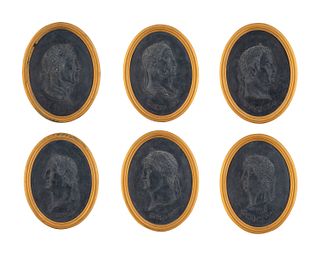 Six Framed Relief Plaques of Roman Emperors
Overall, height 17 1/2 x 13 1/2 inches.