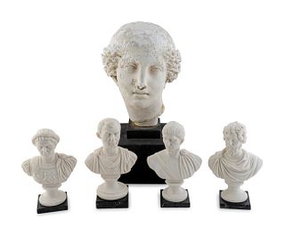 Five Cast Resin Reproduction Sculptures 
Taller, height 13 1/2 inches.