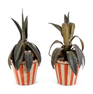A Pair of Tole Peint Agaves in Pots
Height 34 1/2 inches.