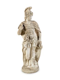 A Carved Stone Figure of a Roman Soldier
Height 35 1/2 inches.