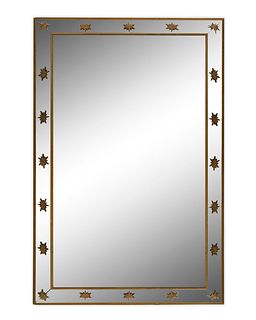 A Neoclassical Style Mirror with Gilt Metal Star Mounts.
Height 57 x width 38 inches.