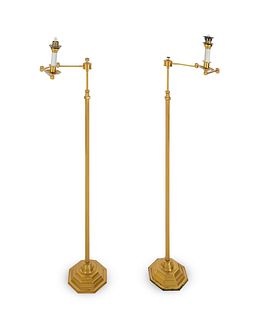 Two Pairs of Brass Adjustable Floor Lamps
Height, 43 1/2 inches.