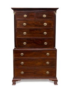 A George IIl Style Mahogany Chest on Chest
Height 75 x width 39 x depth 20 inches.