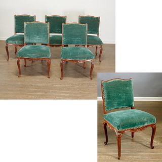 Set (6) Louis XV carved beechwood side chairs