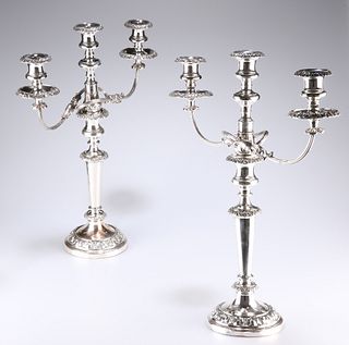 A LARGE PAIR OF 19TH CENTURY SILVER-PLATED (ON COP