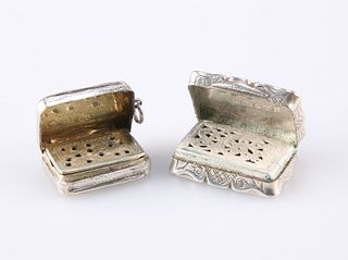 TWO VICTORIAN SILVER VINAIGRETTES
 the first by Ed