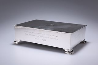 A GEORGE VI SILVER SCROLL BOX
 by Mappin & Webb, S