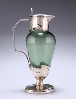 AN ART NOUVEAU SILVER-MOUNTED GREEN-GLASS CLARET J