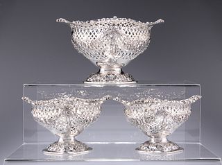 A SET OF THREE VICTORIAN SILVER DISHES
 by Charles