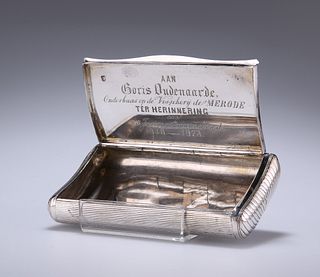 A DUTCH SILVER CIGAR CASE
 1840
 Reeded rectangula