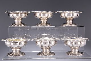 A SET OF SIX EARLY VICTORIAN SILVER SALTS
 by Jose