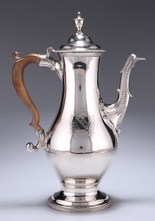 A GEORGE III SILVER COFFEE POT
 by Charles Wright,