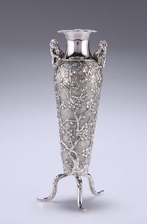 A CHINESE EXPORT SILVER VASE
 by Wang Hing & Co, H