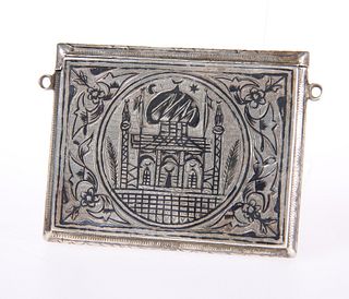 A TURKISH NIELLO SILVER CARD CASE, CIRCA 1900
 Rec