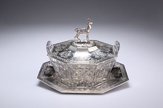 A VICTORIAN SILVER AND GLASS BUTTER TUB
 by John, 