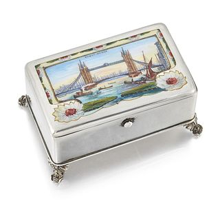 A LATE 19TH CENTURY SILVER AND ENAMEL BOX
 import 