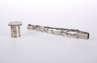 A DUTCH SILVER NEEDLE CASE
 Tapering tubular form,