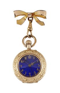 A CONTINENTAL GOLD AND ENAMEL FOB WATCH
 circa 189