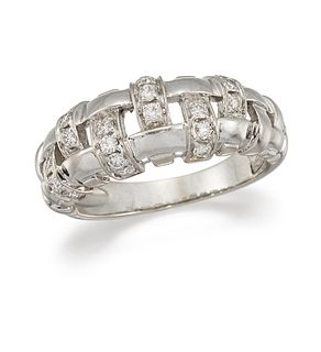 A DIAMOND-SET "LATTICE" RING, BY TIFFANY & CO.
 Of