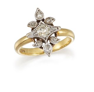 A DIAMOND CLUSTER RING
 The openwork navette-shape