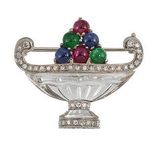 A MID 20TH CENTURY GEM-SET GIARDINETTO BROOCH
 The