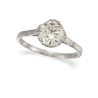 A DIAMOND SINGLE-STONE RING
 The claw-set old bril