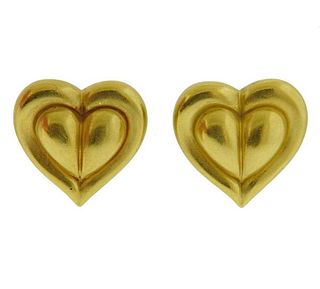 Kieselstein Cord 18k Gold Heart Earrings