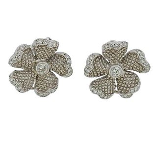 Judith Ripka 18k Gold Diamond Flower Earrings