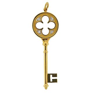 Tiffany &amp; Co 18k Gold Diamond Key Pendant