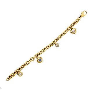 Chopard Happy Diamonds 18k Gold Sapphire Heart Charm Bracelet