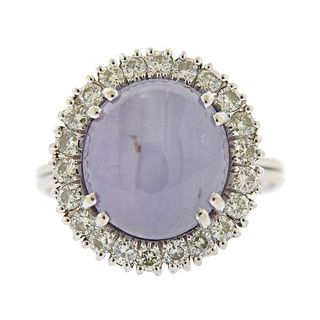 Platinum 13.7ct Star Sapphire Diamond Ring