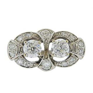 Mid Century 1950s 18k Gold Diamond Ring