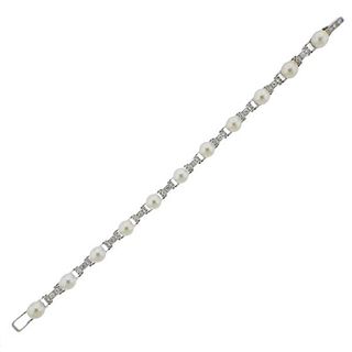 14k Gold Diamond Pearl Bracelet