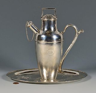 Chinese Silver Cocktail Shaker and Tray