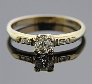 Antique 18K Gold Diamond Engagement  Ring
